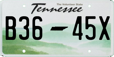 TN license plate B3645X