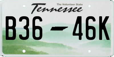 TN license plate B3646K