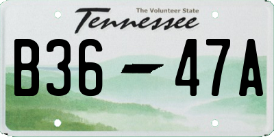 TN license plate B3647A