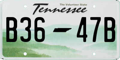 TN license plate B3647B