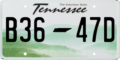 TN license plate B3647D