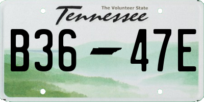 TN license plate B3647E