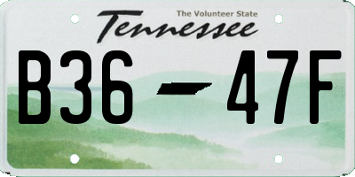 TN license plate B3647F