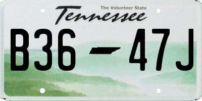 TN license plate B3647J