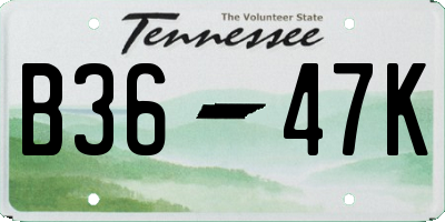 TN license plate B3647K