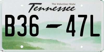 TN license plate B3647L