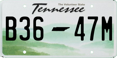 TN license plate B3647M