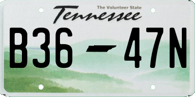 TN license plate B3647N