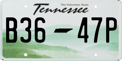 TN license plate B3647P