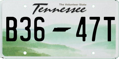 TN license plate B3647T