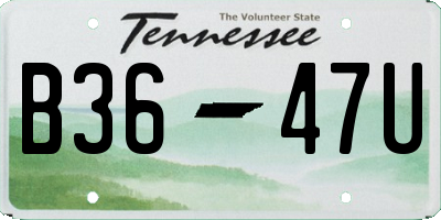 TN license plate B3647U