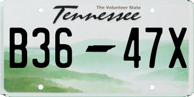 TN license plate B3647X