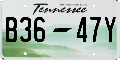 TN license plate B3647Y