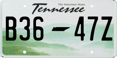TN license plate B3647Z
