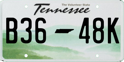 TN license plate B3648K