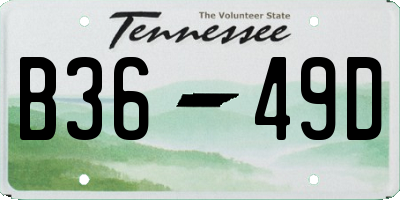 TN license plate B3649D