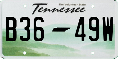 TN license plate B3649W