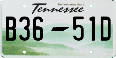 TN license plate B3651D