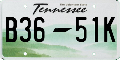 TN license plate B3651K