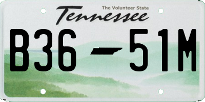 TN license plate B3651M