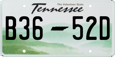 TN license plate B3652D