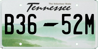 TN license plate B3652M