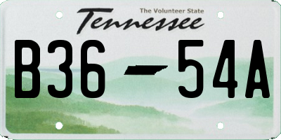 TN license plate B3654A