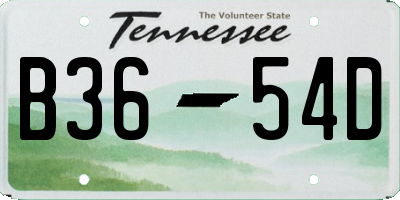 TN license plate B3654D