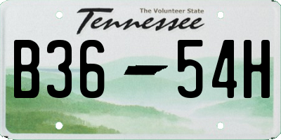 TN license plate B3654H