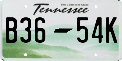 TN license plate B3654K