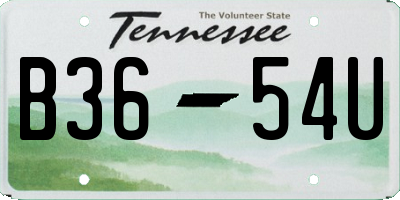 TN license plate B3654U