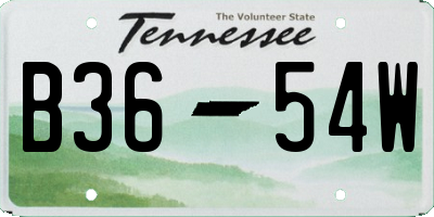 TN license plate B3654W