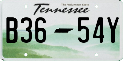 TN license plate B3654Y