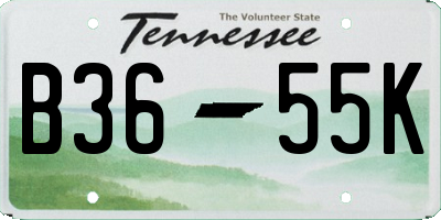 TN license plate B3655K