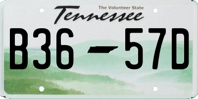 TN license plate B3657D