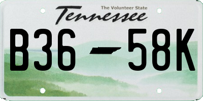 TN license plate B3658K