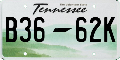 TN license plate B3662K