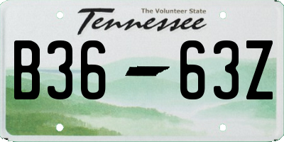 TN license plate B3663Z