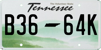 TN license plate B3664K