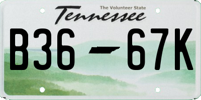 TN license plate B3667K