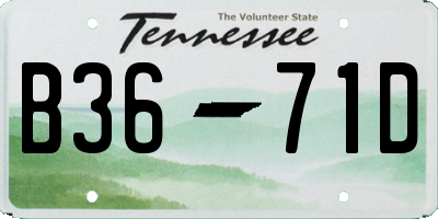 TN license plate B3671D