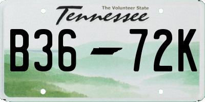 TN license plate B3672K