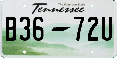 TN license plate B3672U