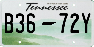 TN license plate B3672Y