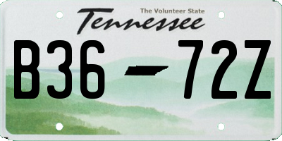 TN license plate B3672Z