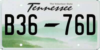TN license plate B3676D