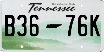 TN license plate B3676K