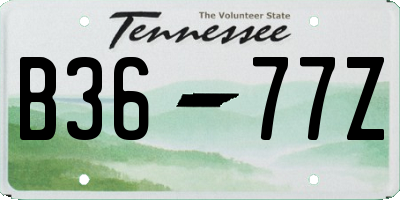 TN license plate B3677Z