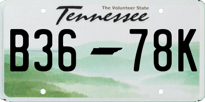 TN license plate B3678K