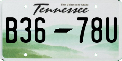 TN license plate B3678U